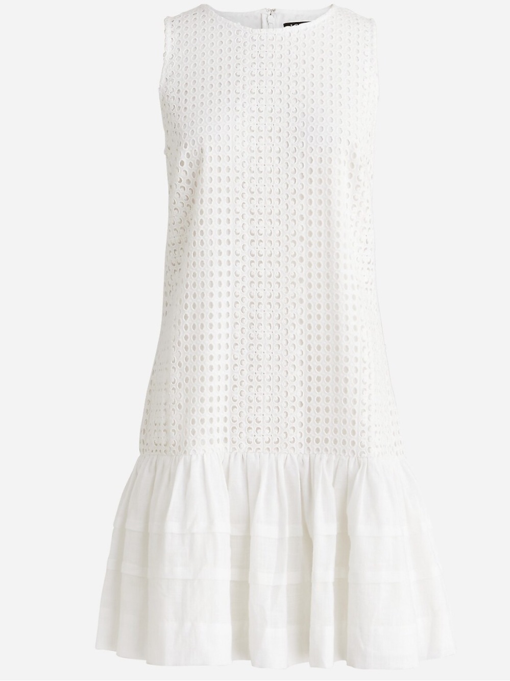 J. Crew Women’s Pleated Hem Shift Sleeveless Sun Dress In White Eyelet Size XS